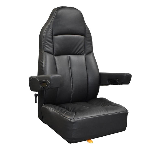 XL Captain's Highback Chair - Dual Armrests - Black Duraleather